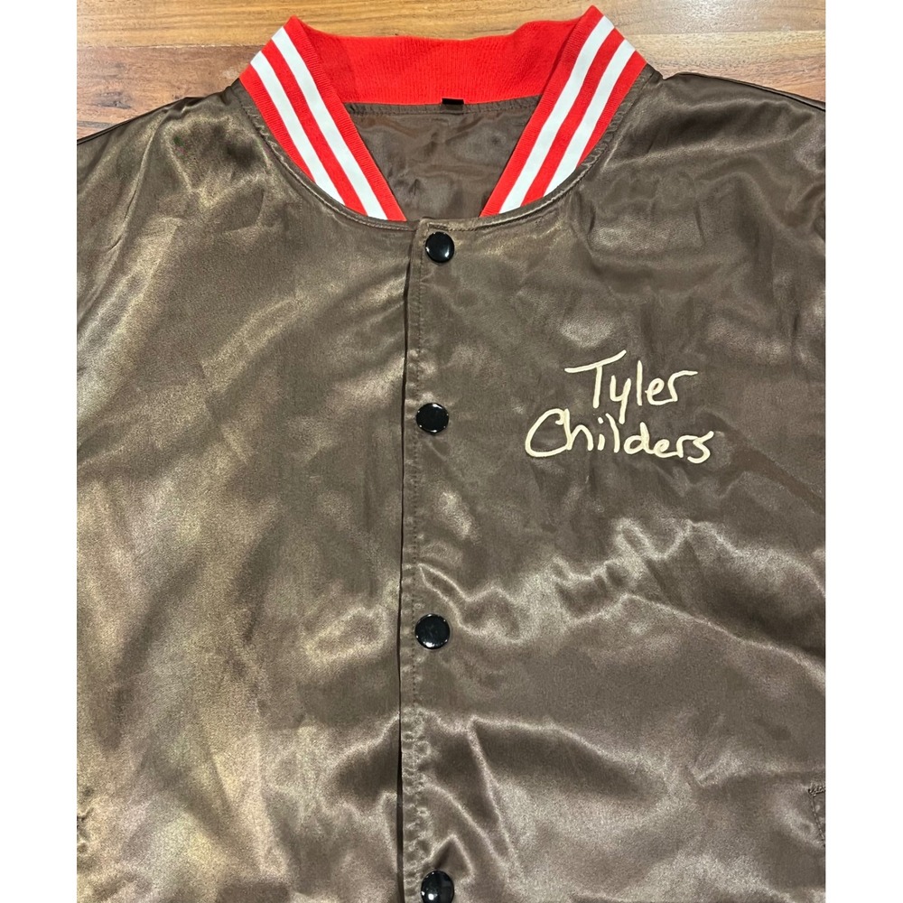 Tyler Childers Rustin In The Rain Brown Satin Varsity Jacket Mens Medium